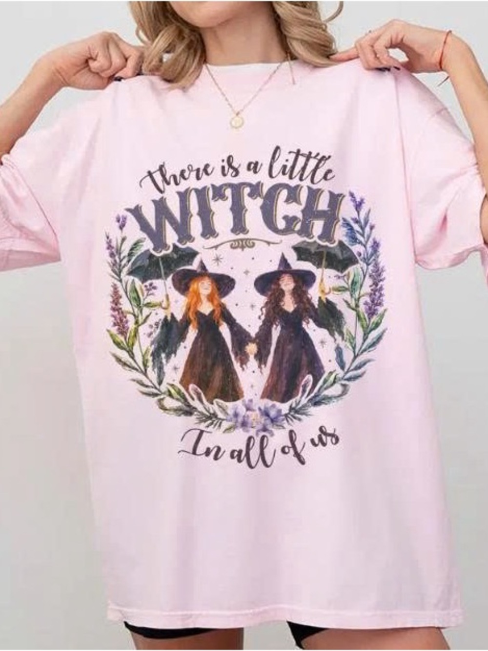 There Is A Little Witch Pink Graphic Tee